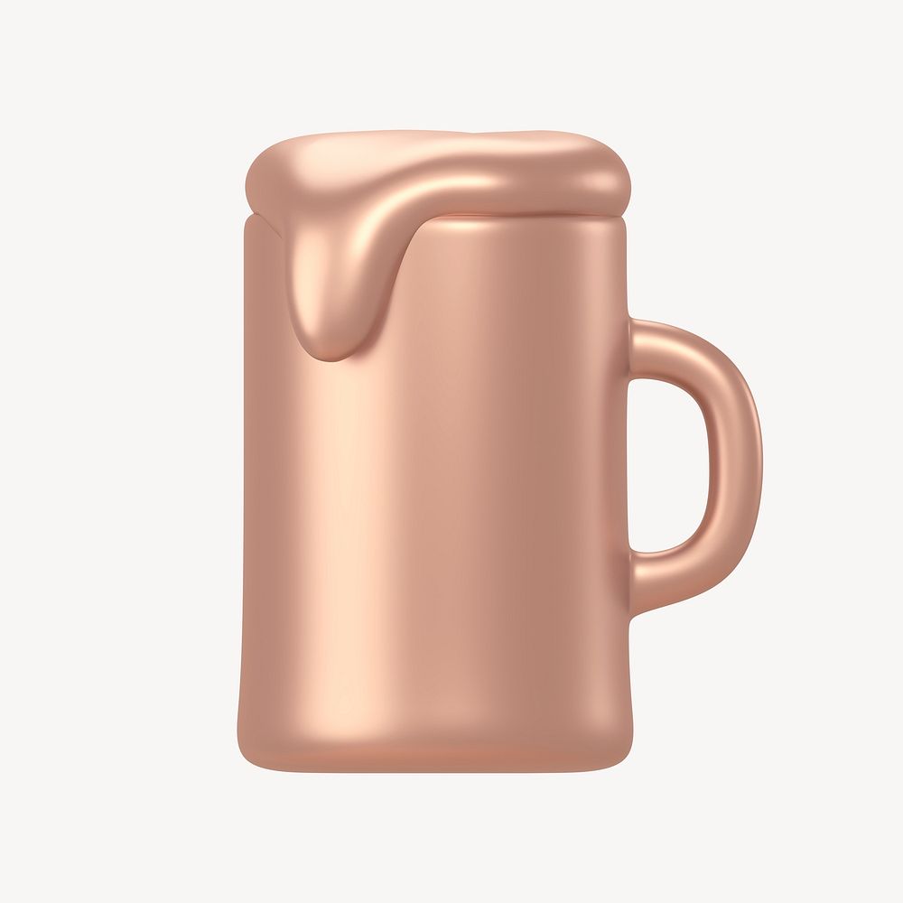 Beer glass icon, 3D rose gold design psd