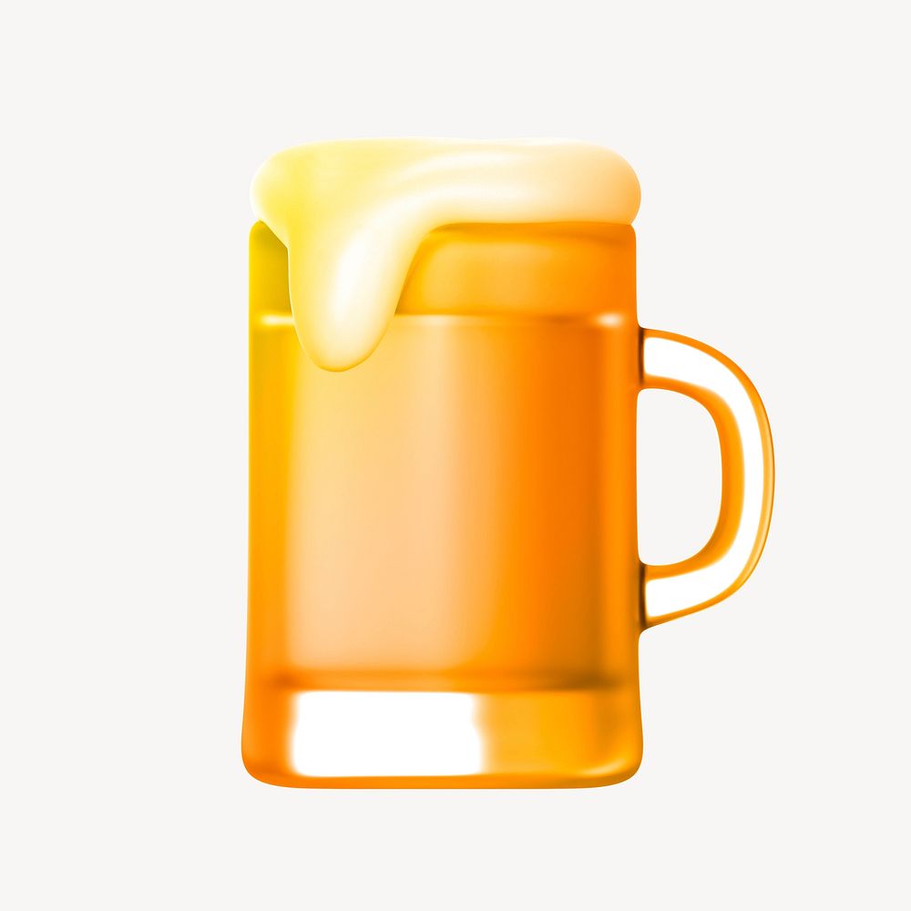 Beer glass icon, 3D gradient design psd