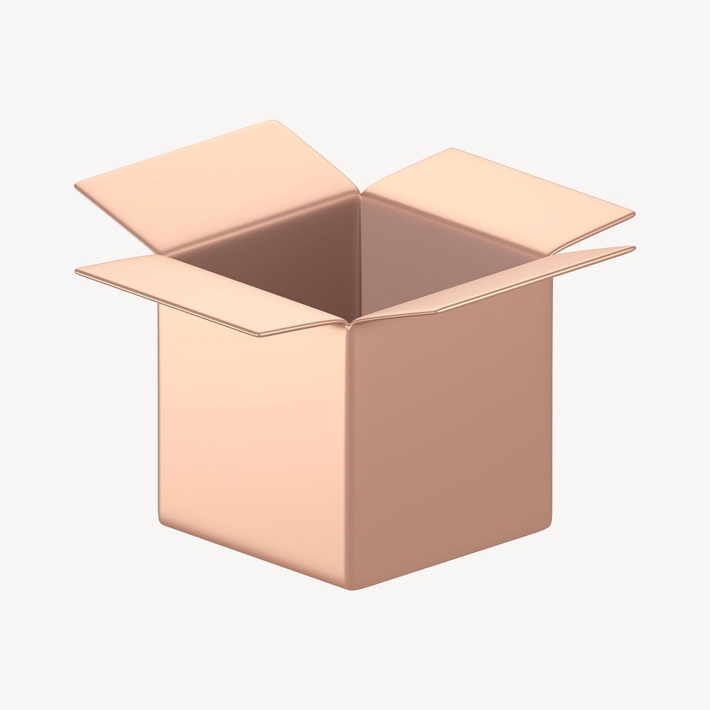 Open box icon, 3D rose gold design psd