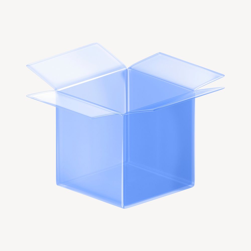 Open box icon, 3D transparent design psd