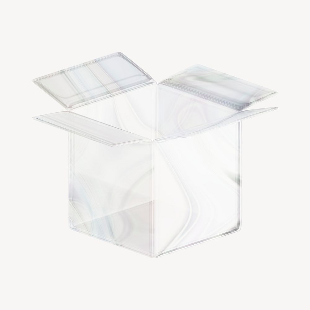 Open box icon, 3D crystal glass psd