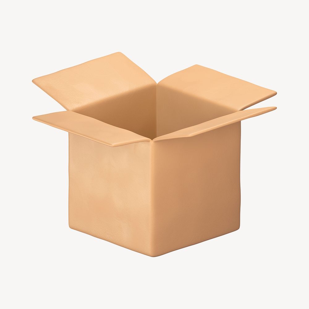 Open box icon, 3D clay texture design psd