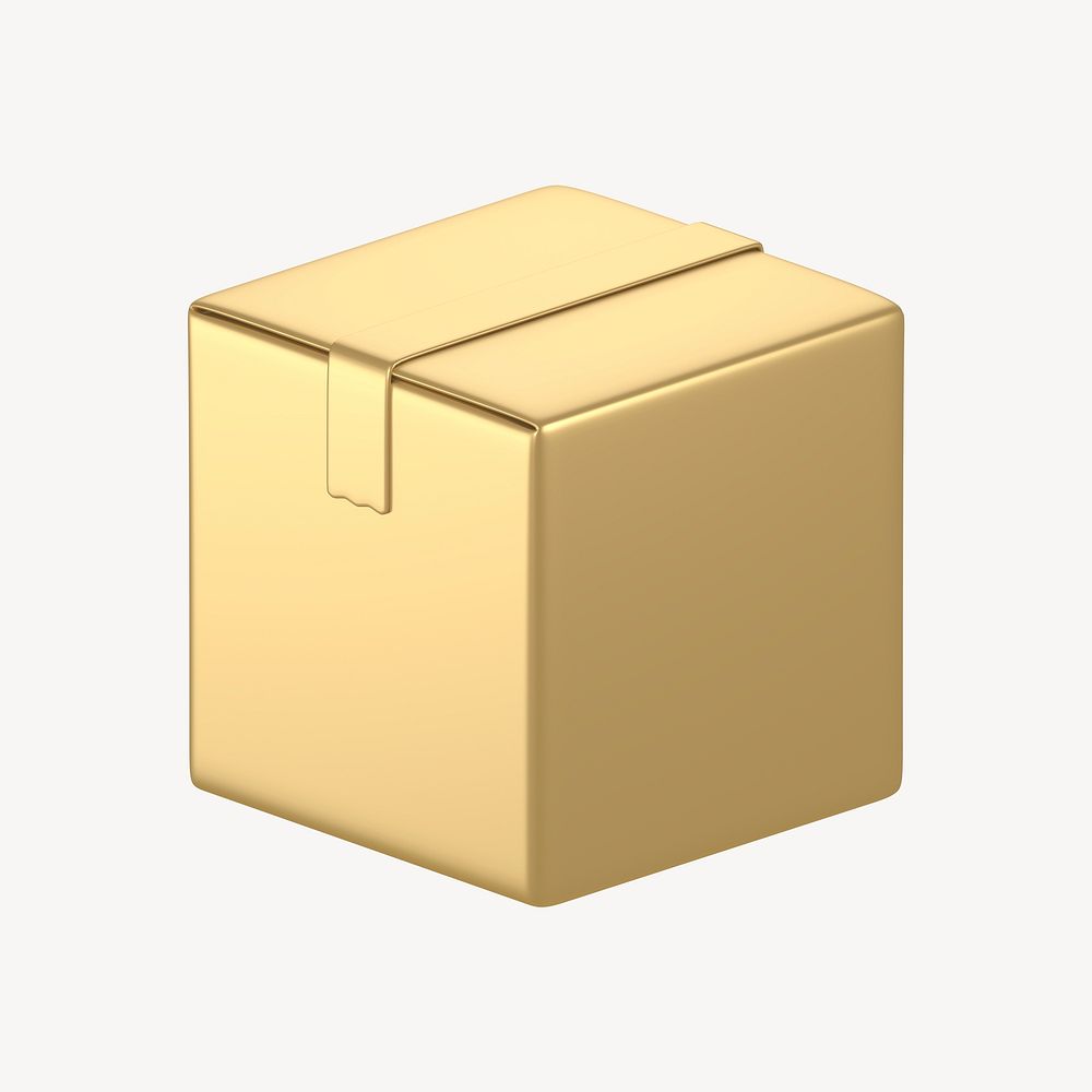 Seal box icon, 3D gold design psd