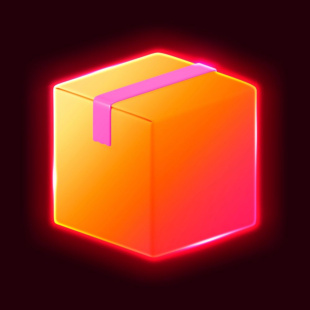 Seal box icon, 3D neon glow psd