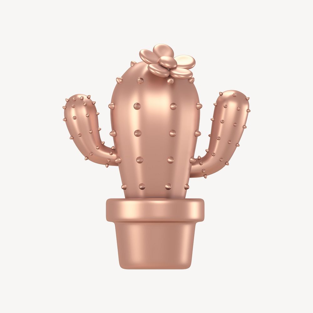 Pink cactus, 3D aesthetic illustration