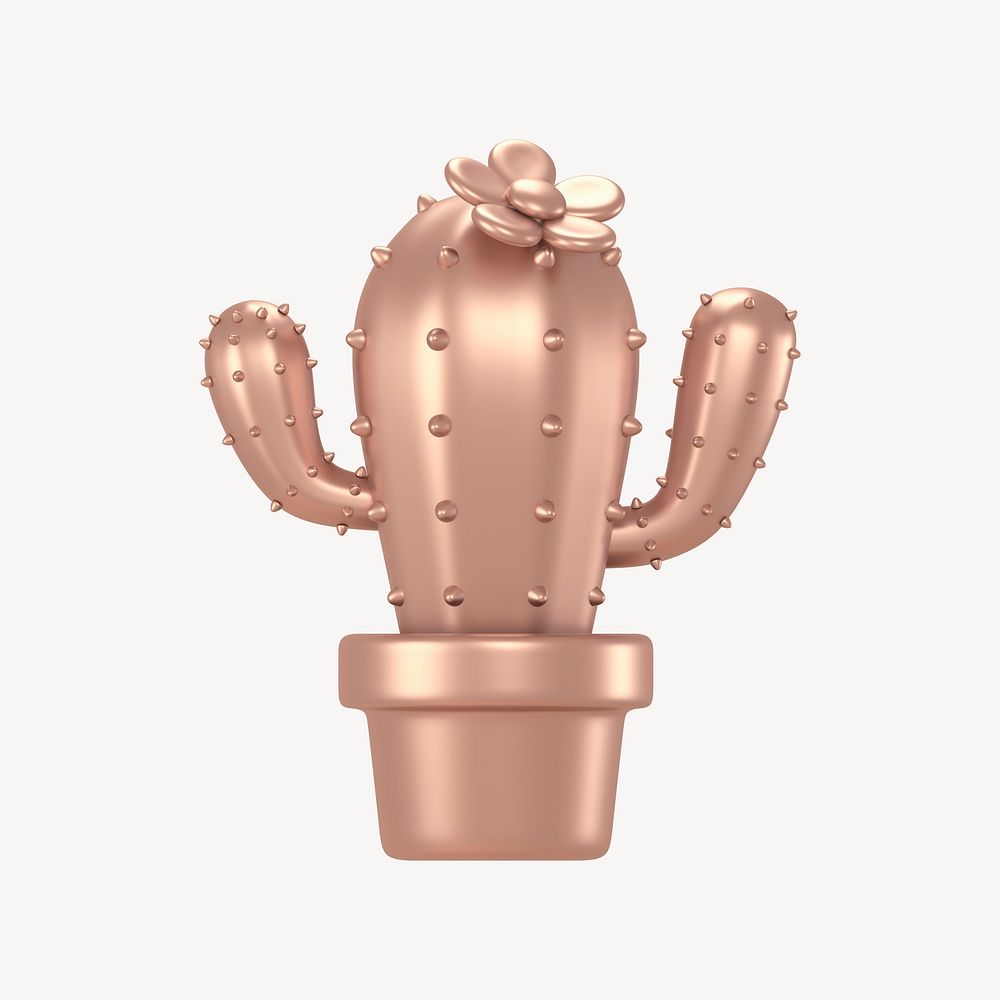 Pink cactus, 3D aesthetic illustration psd