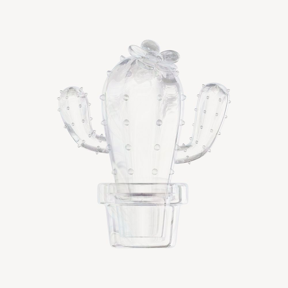 Cactus, 3D crystal glass psd