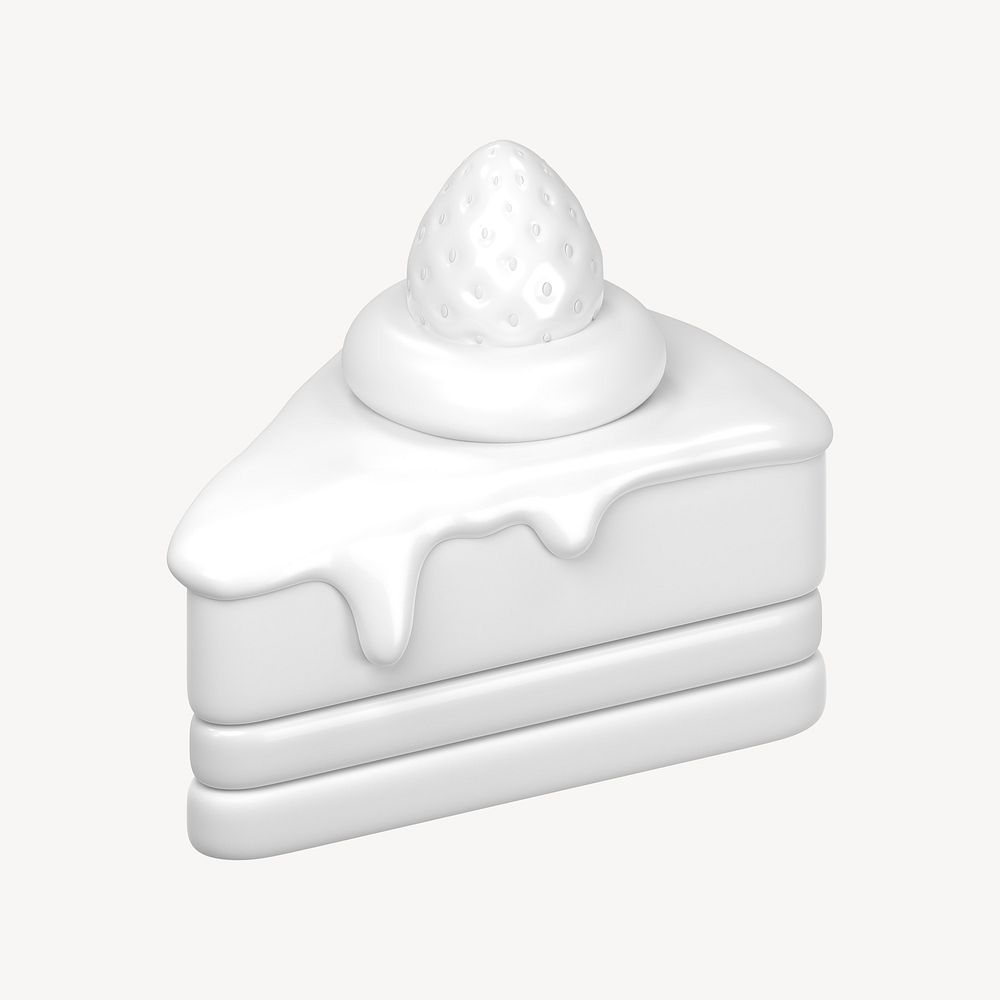 Strawberry cake, 3D minimal illustration psd