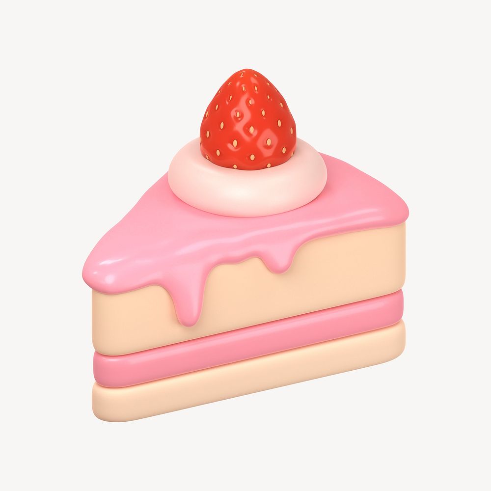 Strawberry cake, 3D rendering illustration