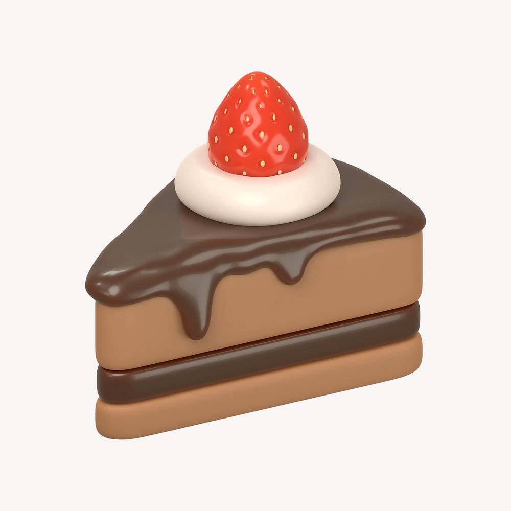 Chocolate cake, 3D rendering illustration psd