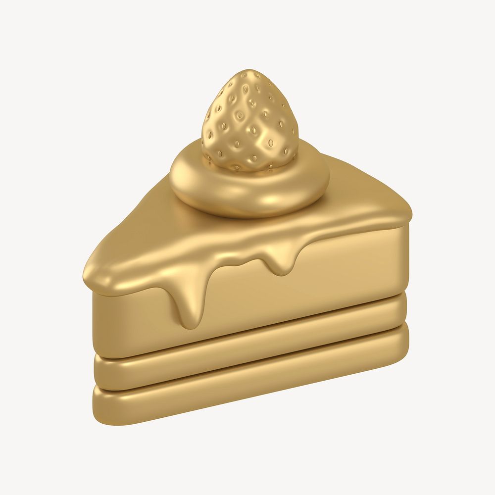 Gold cake, 3D rendering illustration psd