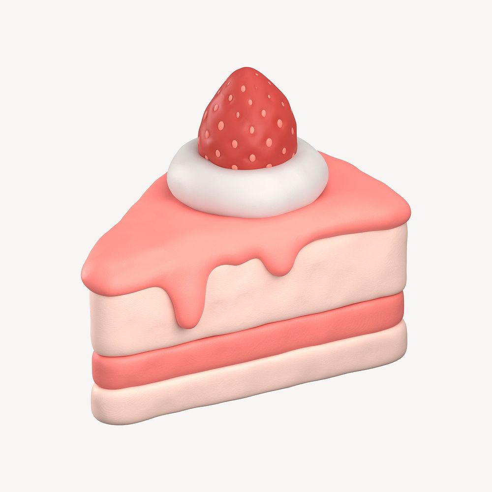 Strawberry cake, 3D clay texture design