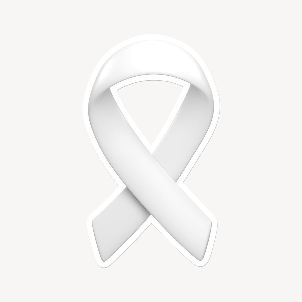 Awareness ribbon, white 3D graphic with border