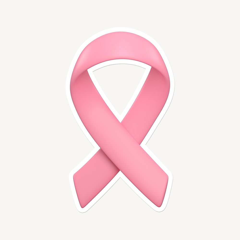 Breast cancer awareness ribbon, 3D white border design