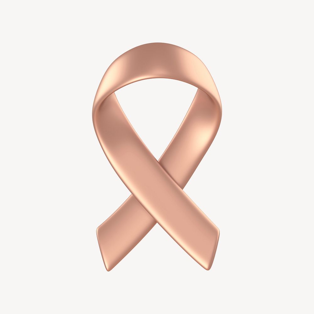 Ribbon icon, 3D rose gold design psd