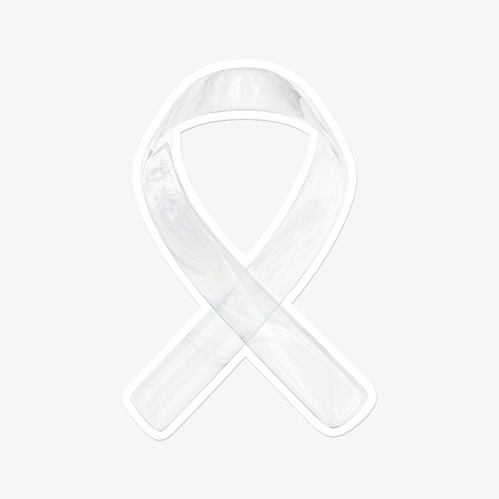 Awareness ribbon, 3D glass, white border design
