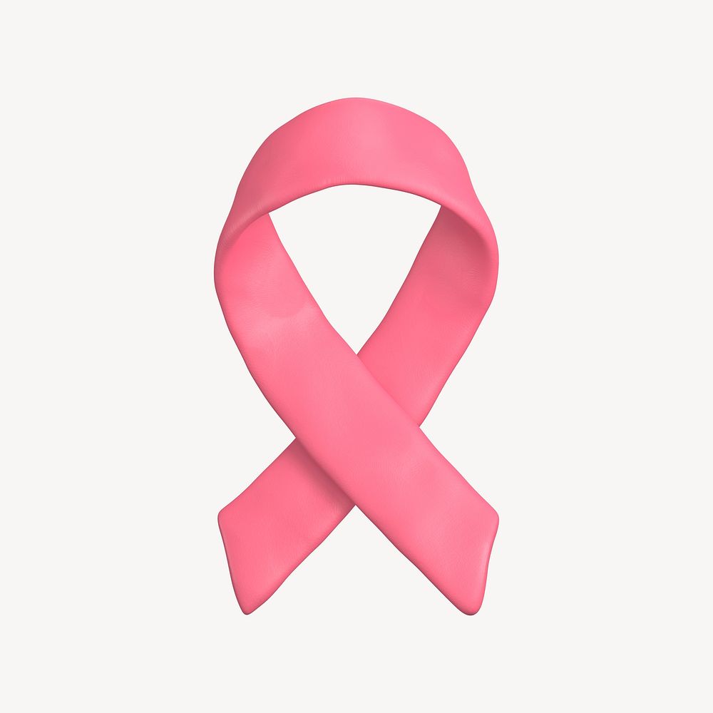 Breast cancer awareness ribbon, 3D clay texture design