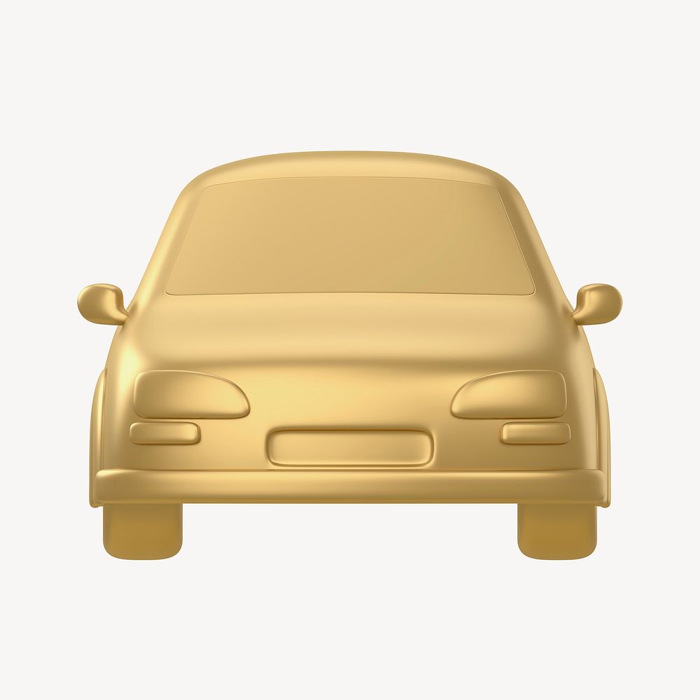 Car icon, 3D gold design psd