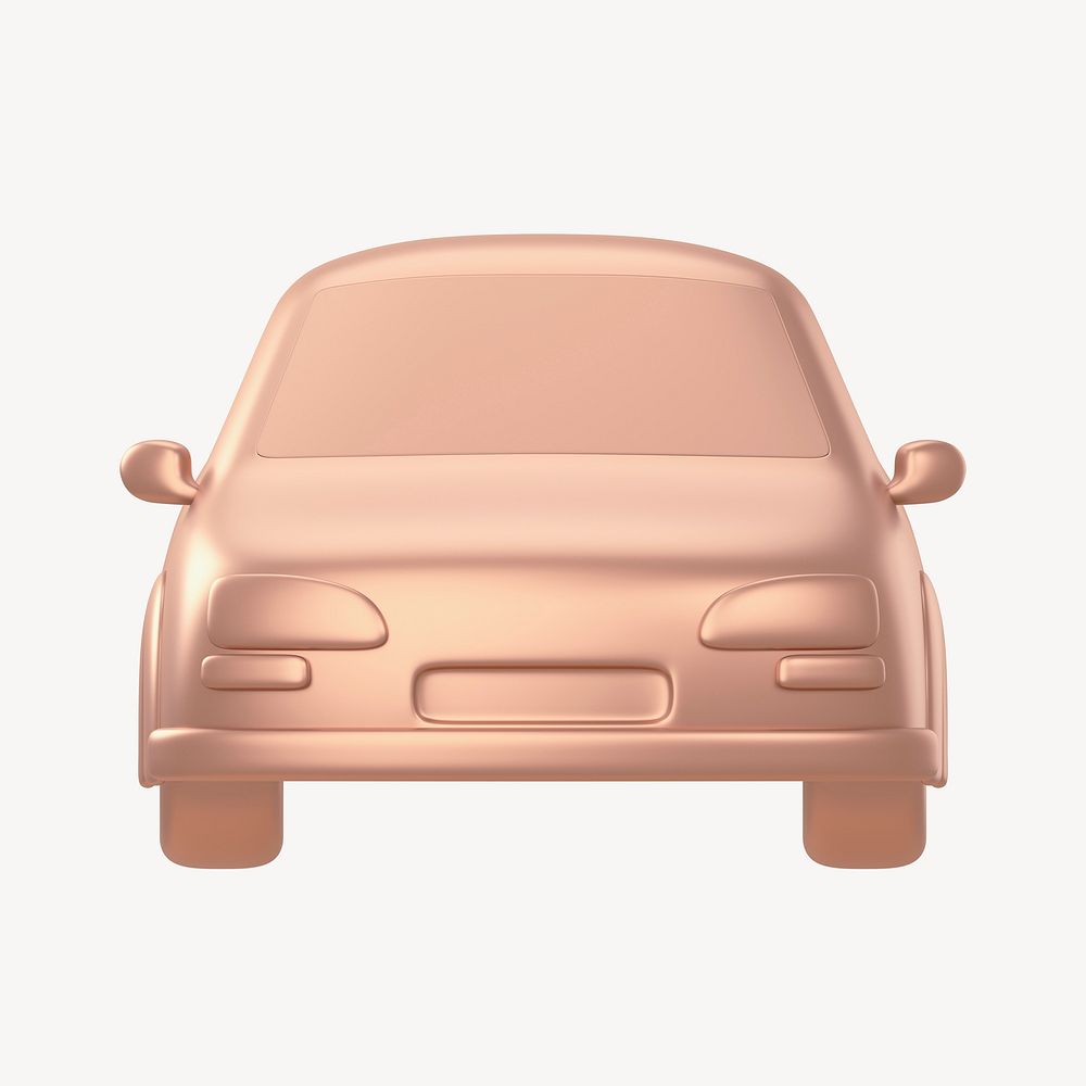 Car icon, 3D rose gold design
