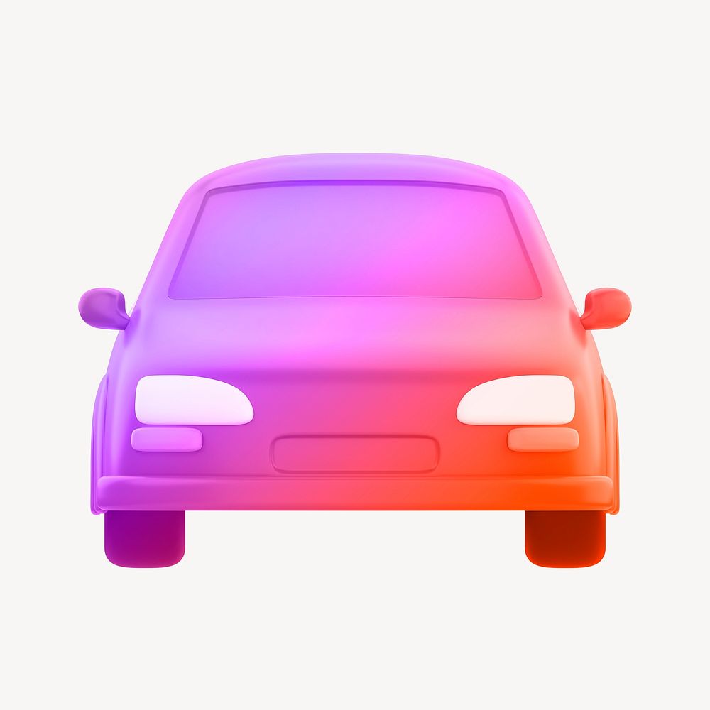 Car icon, 3D gradient design