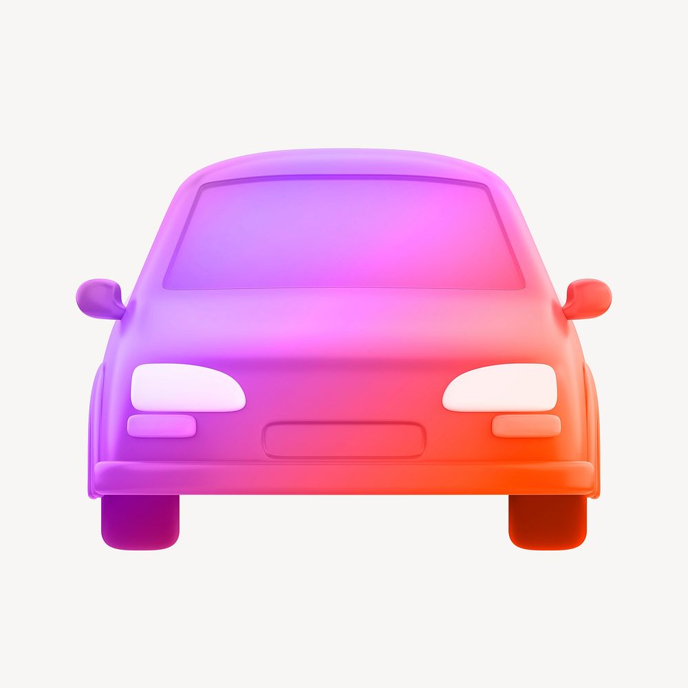 Car icon, 3D gradient design psd