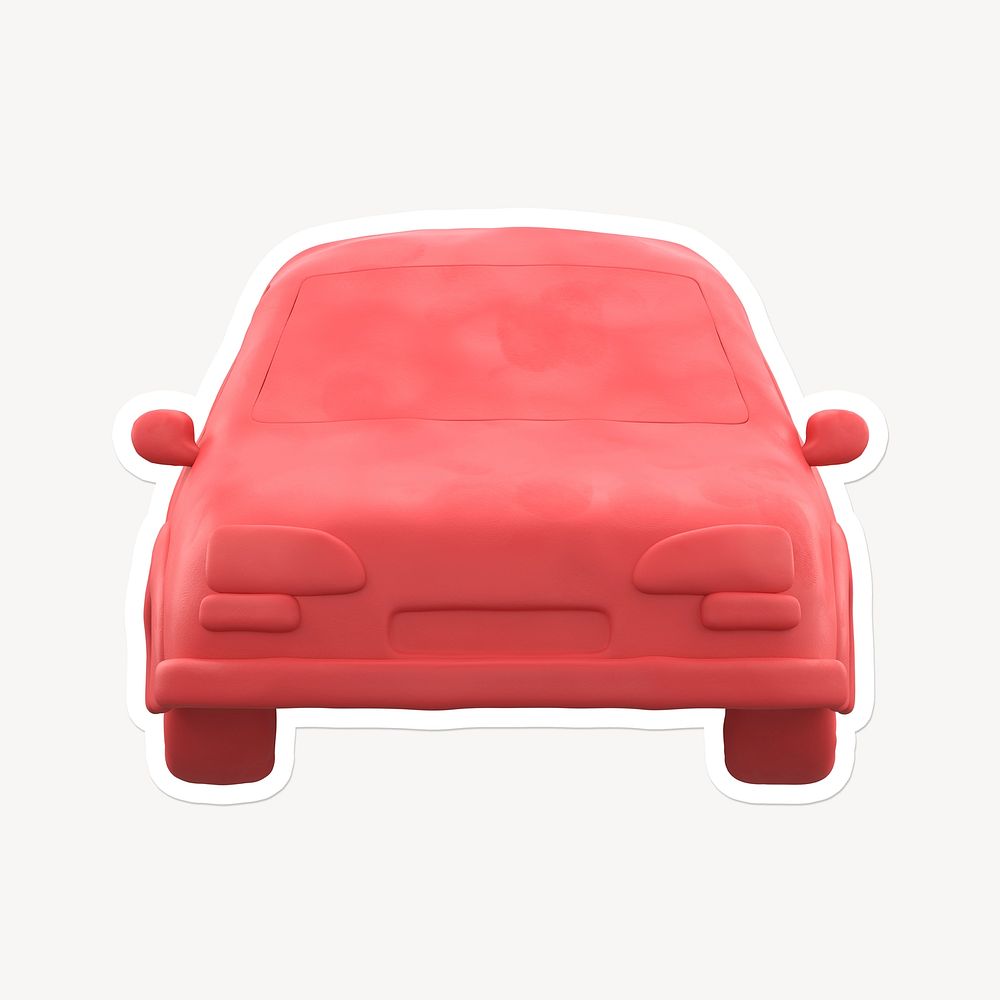 Car, vehicle, 3D clay texture with white border