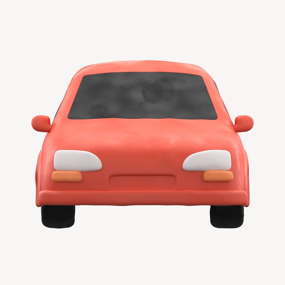 Car icon, 3D clay texture design