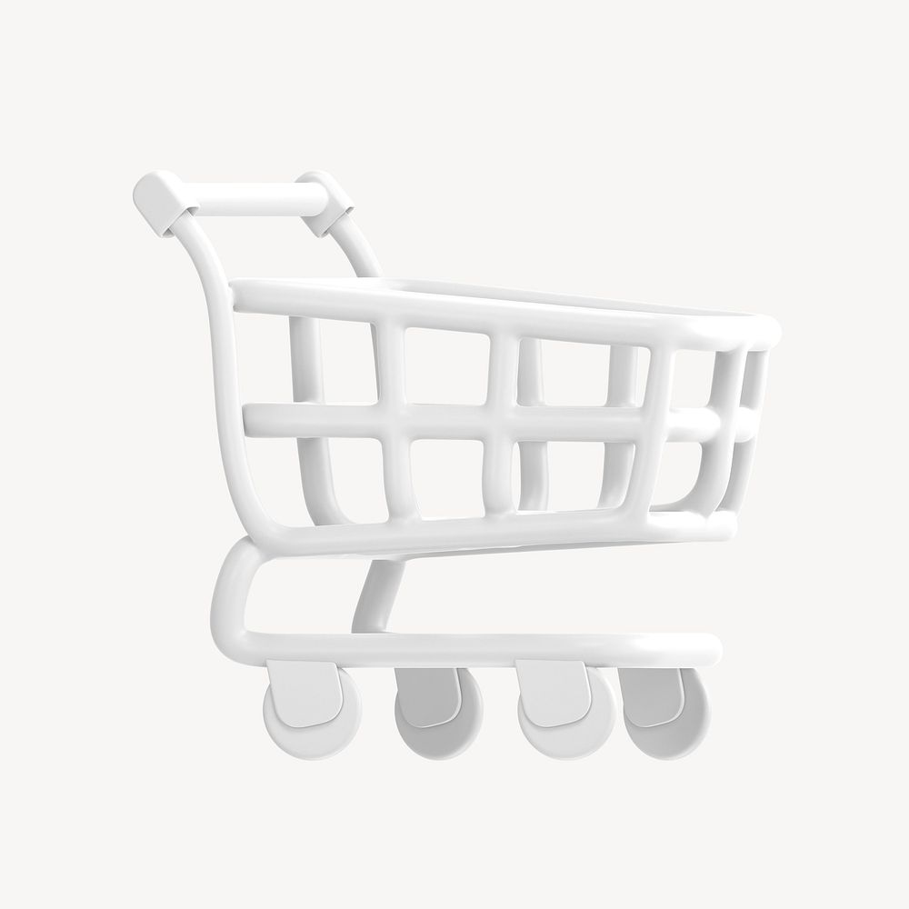 Shopping cart icon, 3D minimal illustration