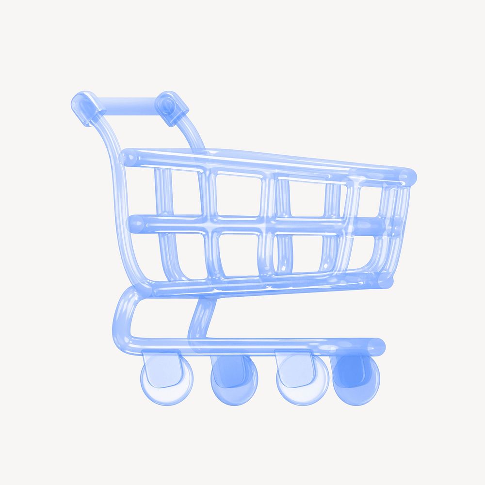 Shopping cart icon, 3D transparent design psd