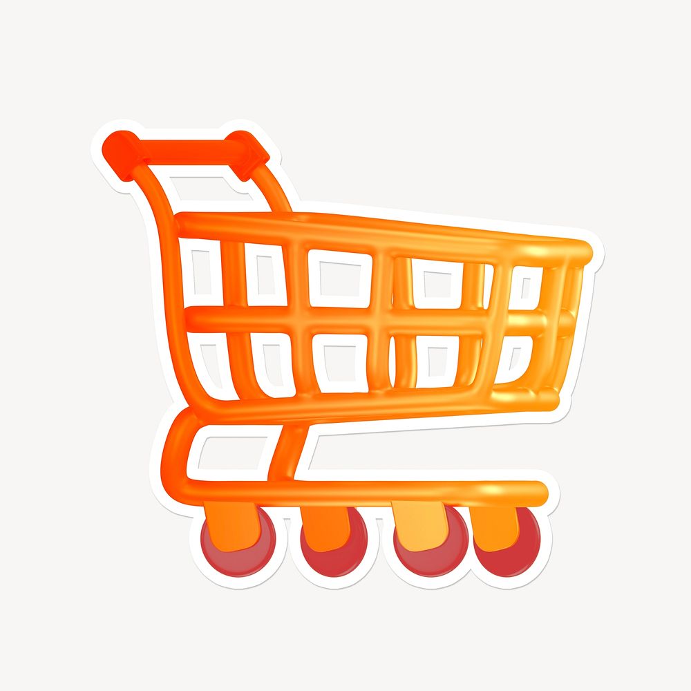 Shopping cart, 3D gradient design with white border