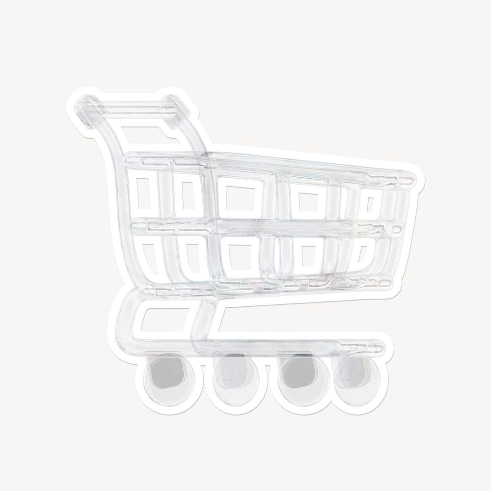 Shopping cart, 3D glass, white border design
