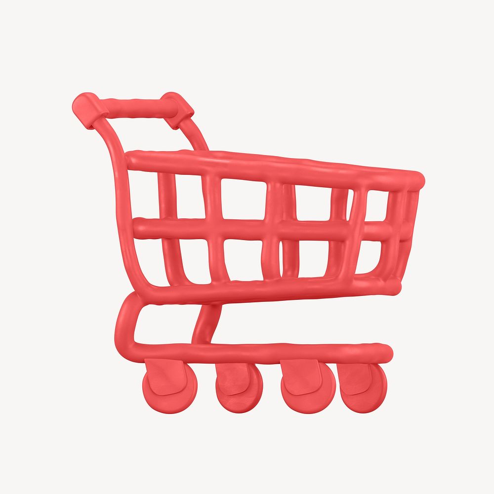 Shopping cart icon, 3D clay texture design psd