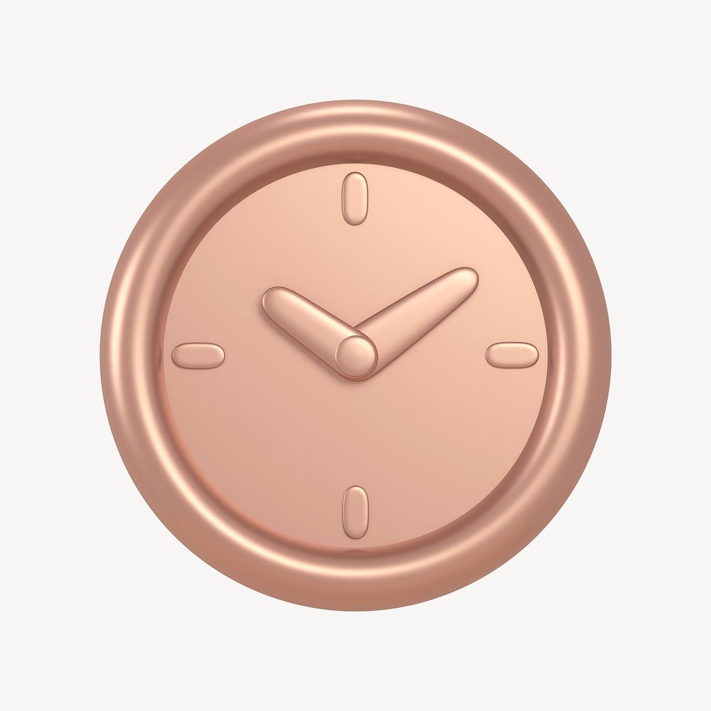 Clock icon, 3D rose gold design