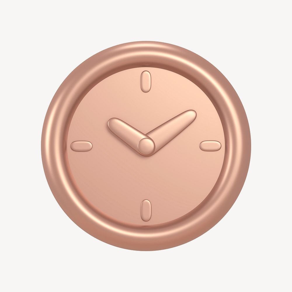 Clock icon, 3D rose gold design psd