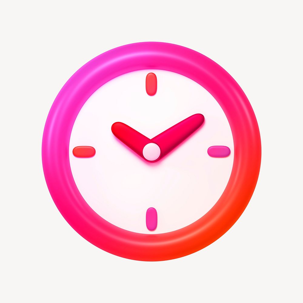 Clock icon, 3D gradient design psd