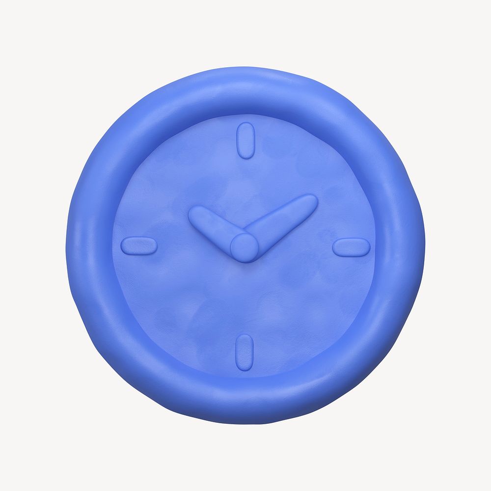 Clock icon, 3D clay texture design psd