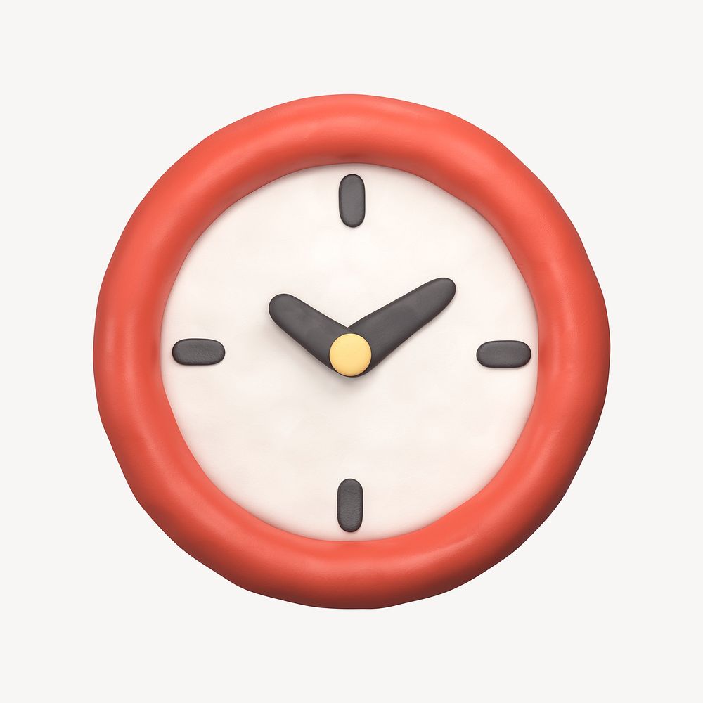 Clock icon, 3D clay texture design