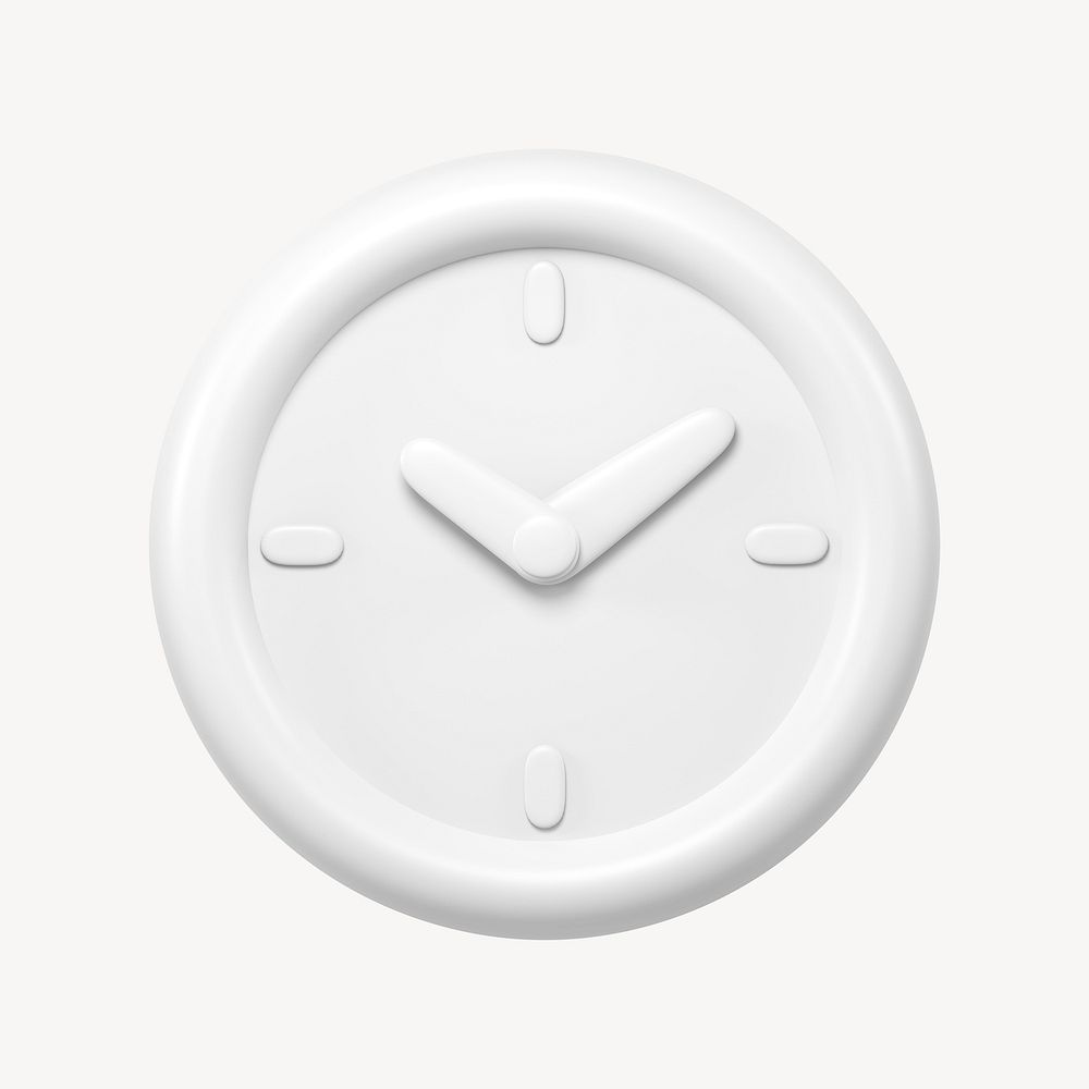 Clock icon, 3D minimal illustration