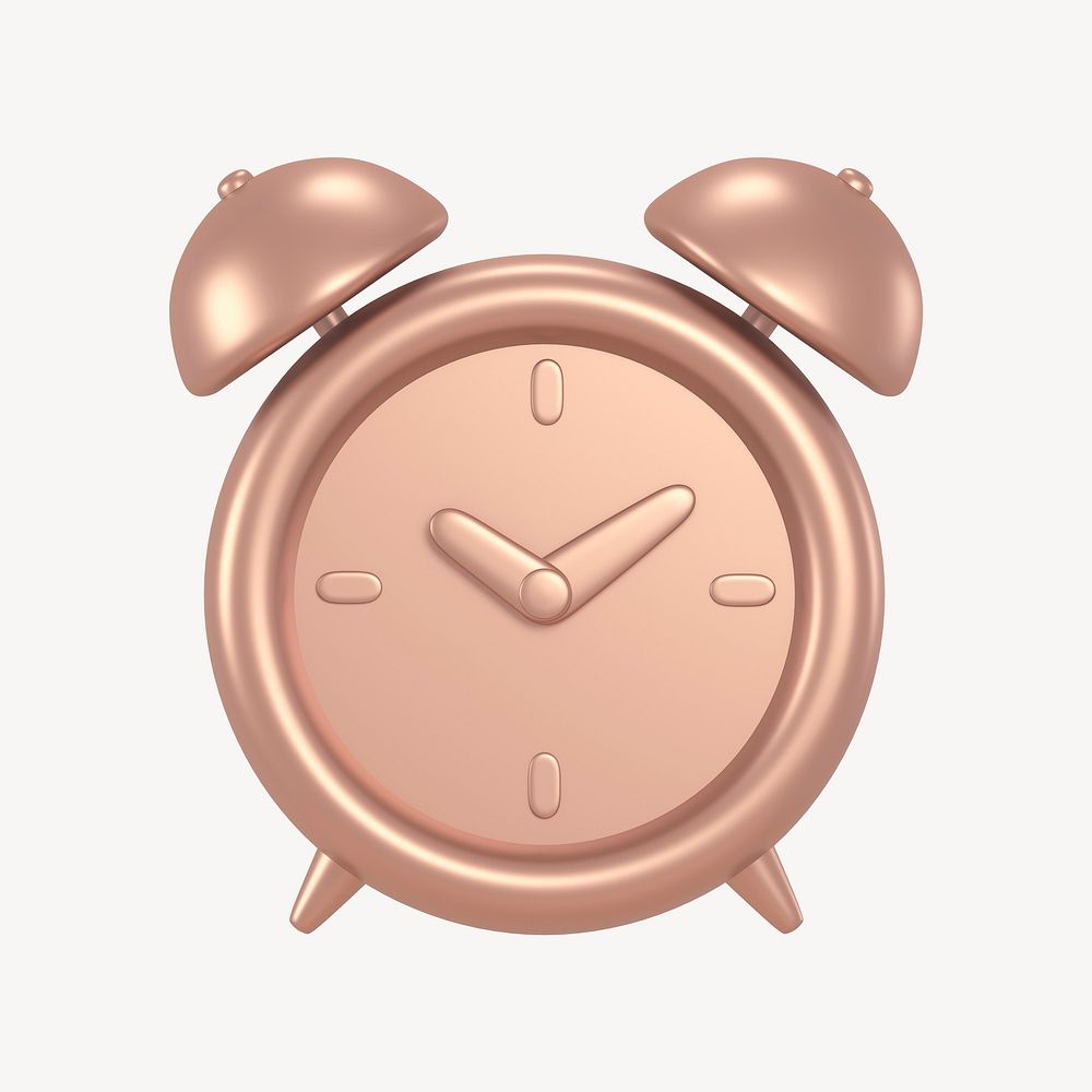 Alarm clock icon, 3D rose gold design