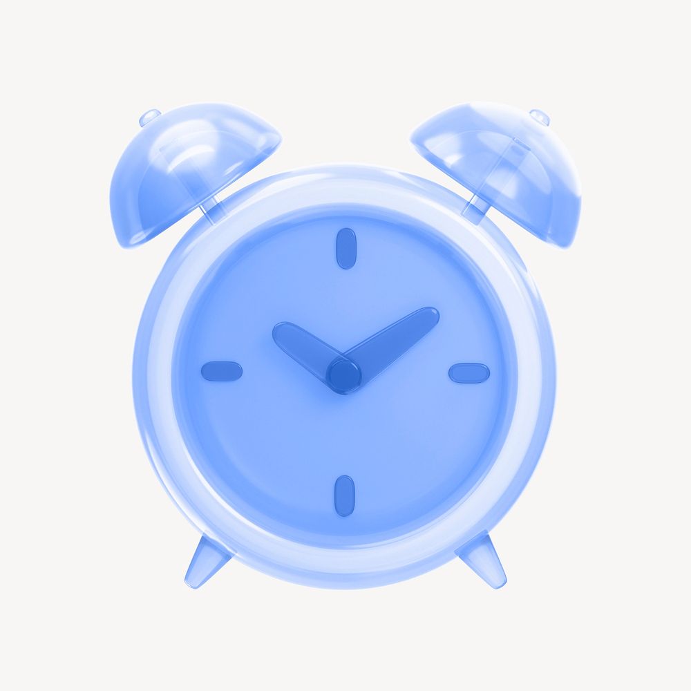 Alarm clock icon, 3D transparent design psd