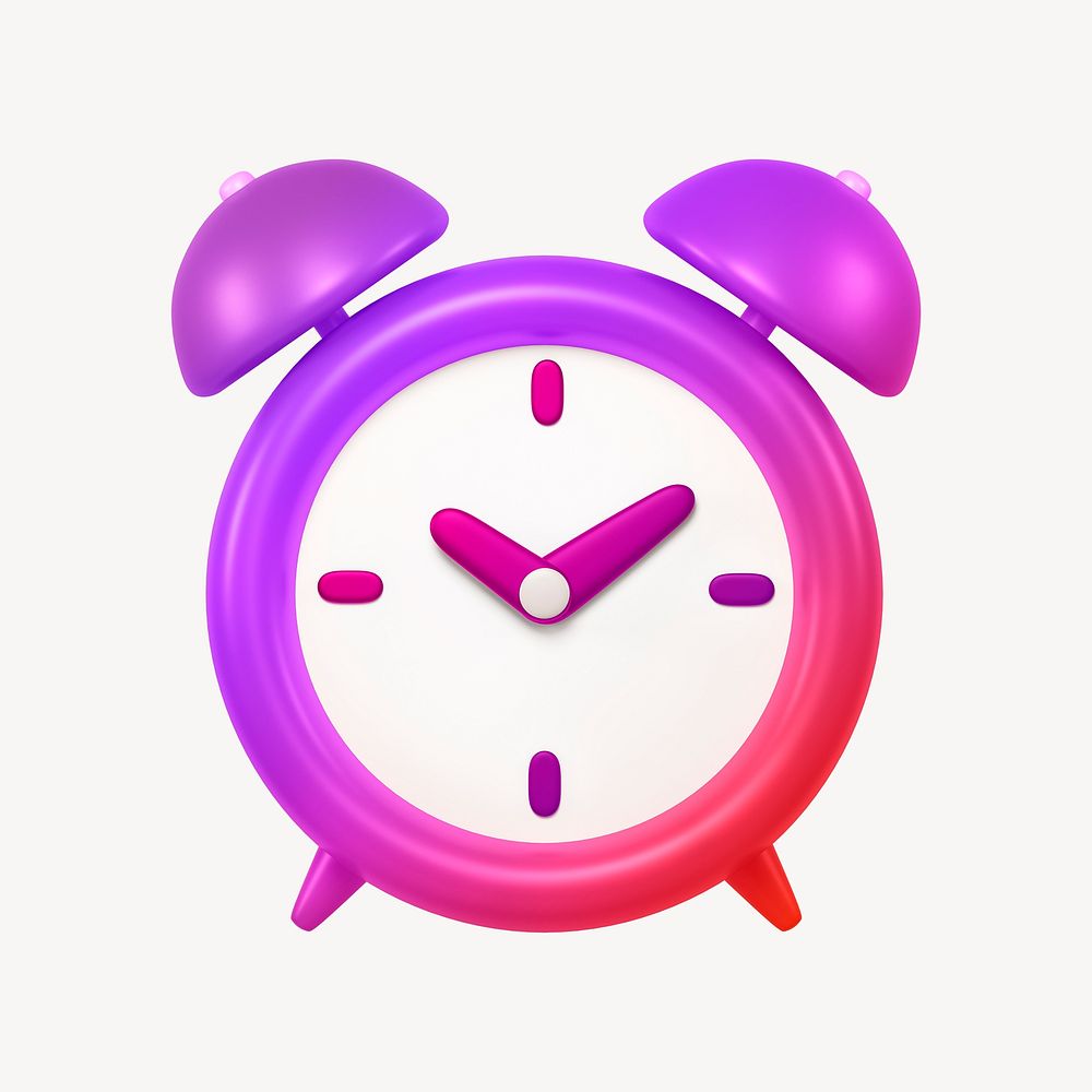 Alarm clock icon, 3D gradient design