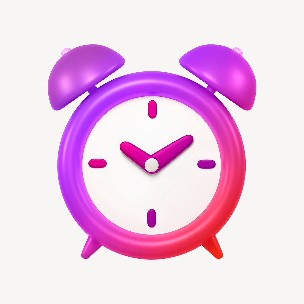 Alarm clock icon, 3D gradient design psd