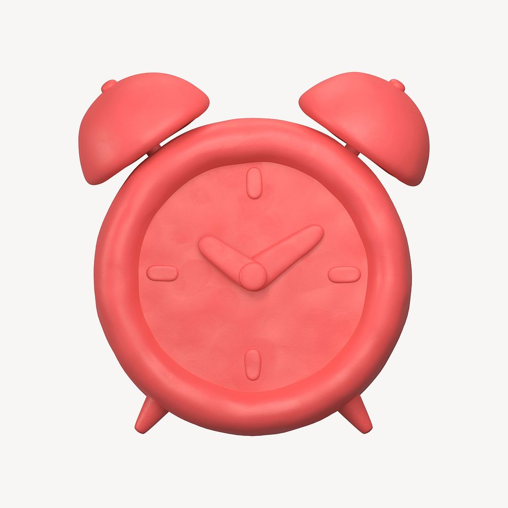 Alarm clock icon, 3D clay texture design