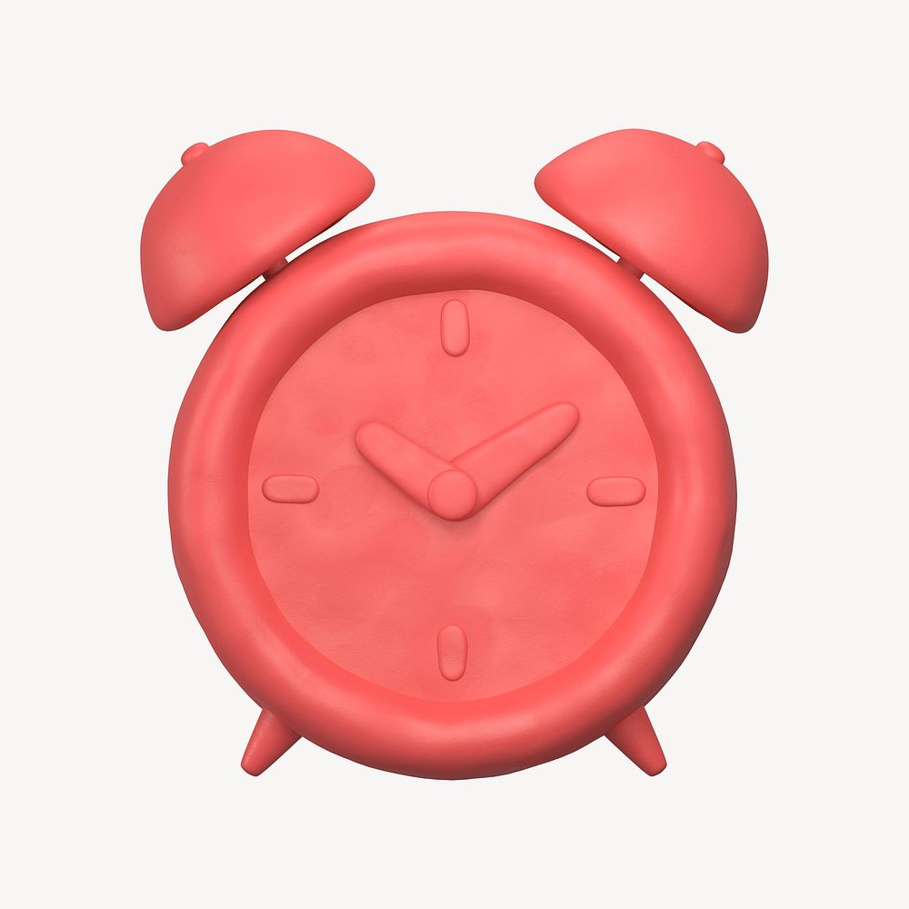 Alarm clock icon, 3D clay texture design psd