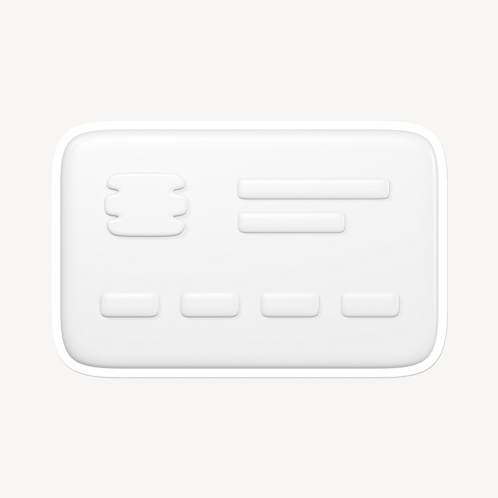 Credit card, white 3D graphic with border