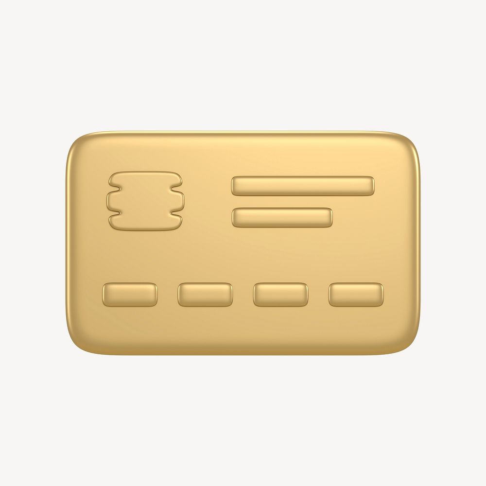 Credit card icon, 3D gold design psd