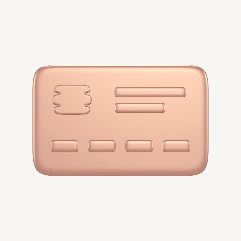 Credit card icon, 3D rose gold design psd
