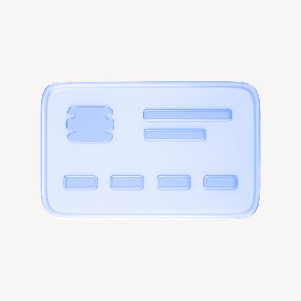 Credit card icon, 3D transparent design