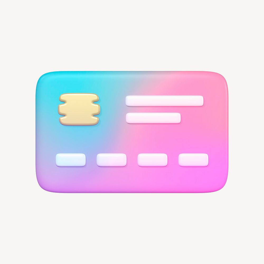 Credit card icon, 3D gradient design