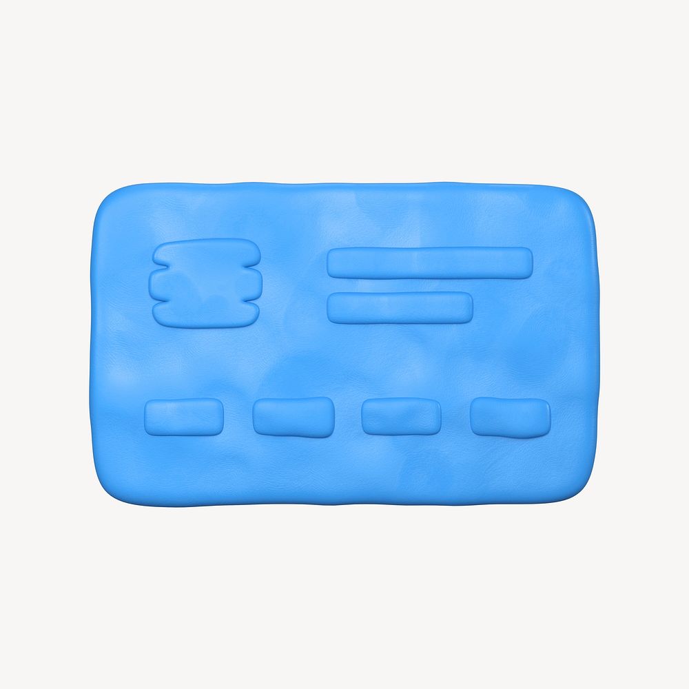 Credit card icon, 3D clay texture design psd